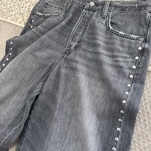 “Reformation” Black Studded Straight Leg Jeans